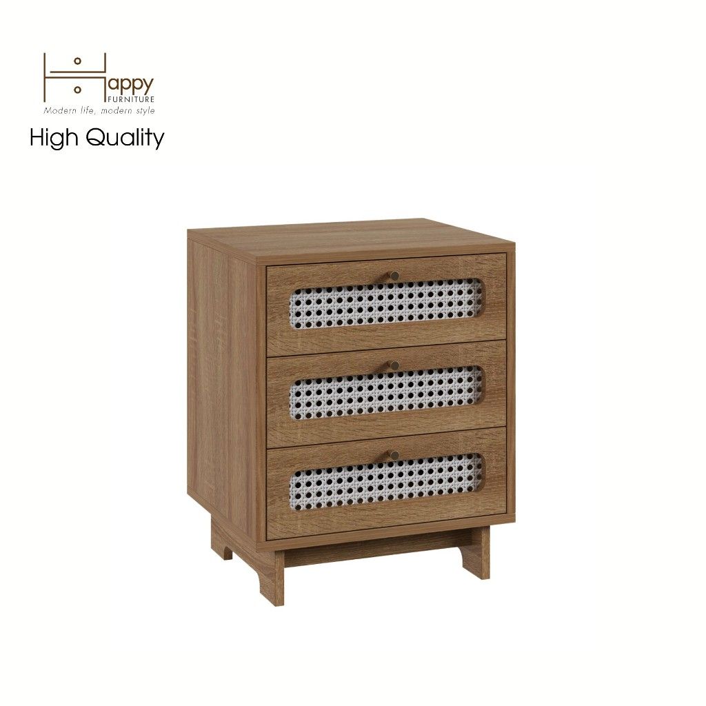HAPPY FURNITURE , Táp đầu giường 3 ngăn - MEYDAN , THK_077 , 48cm x 40cm x 60cm