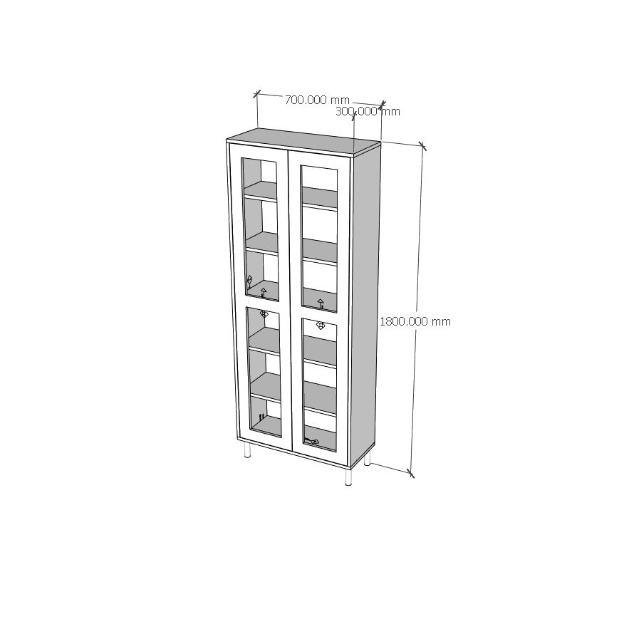 HAPPY FURNITURE , Tủ sách 2 cửa mở chân sắt - ROTAN , TCM_136 , 70cm x 30cm x 180cm