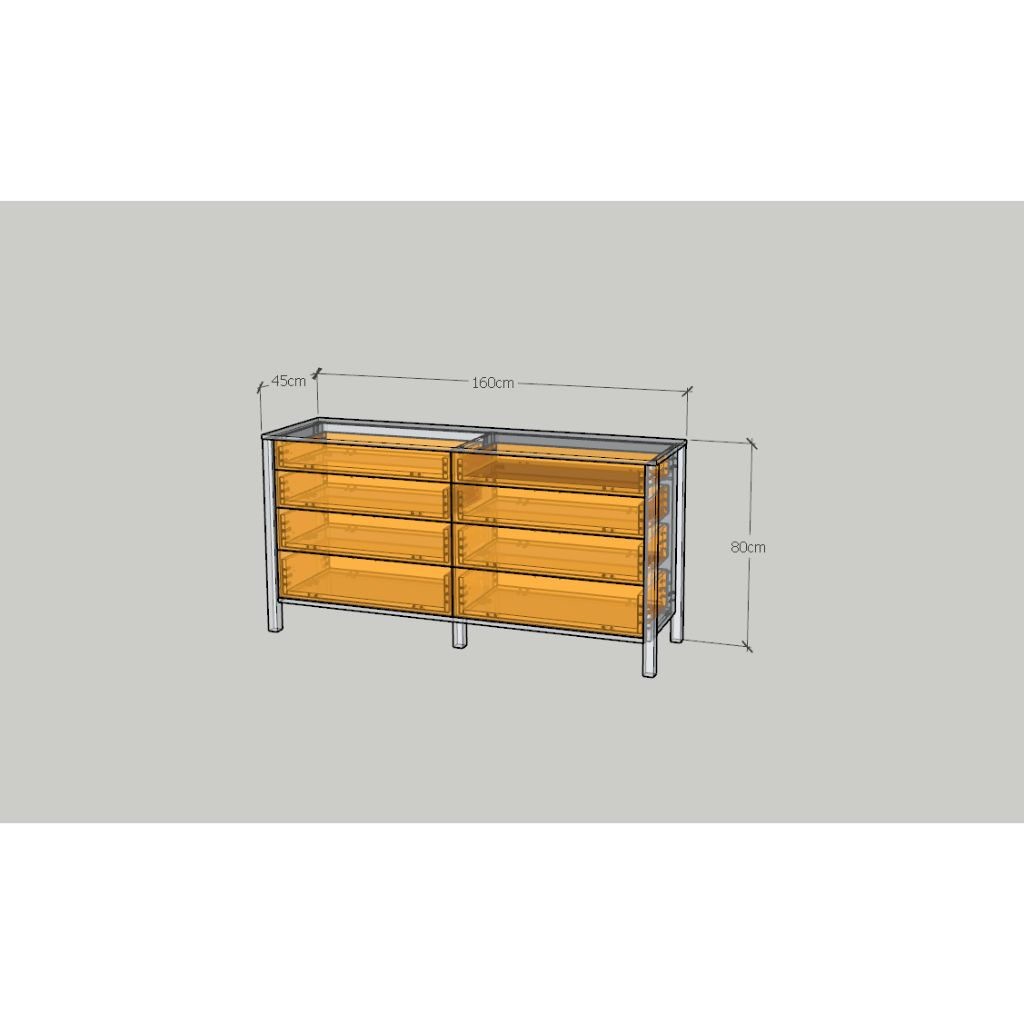 HAPPY FURNITURE , Tủ lưu trữ 8 ngăn kéo - MOKA, THK_249 , 160cm x 45cm x 80cm DxRxC