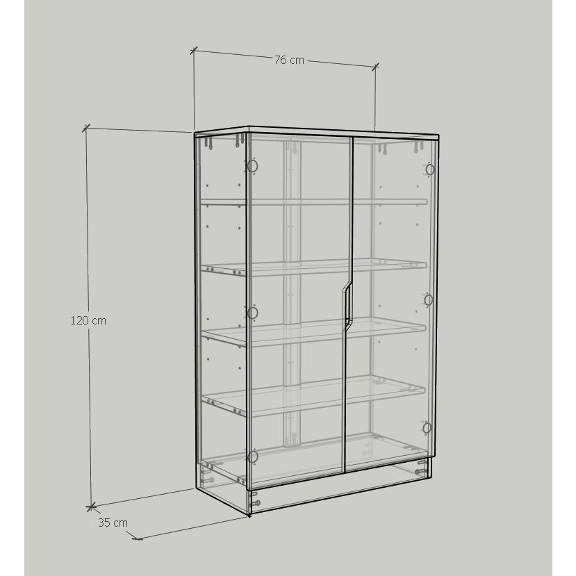 HAPPY FURNITURE , Tủ lưu trữ 2 cửa mở 5 ngăn đựng đồ - DASH , TCM_024 , 76cm x 35cm x 120cm