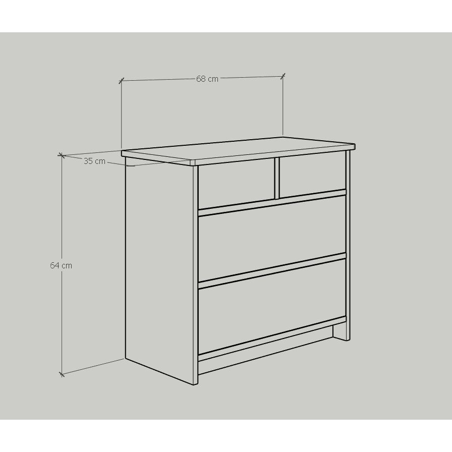 HAPPY FURNITURE , Tủ lưu trữ 3 tầng 4 ngăn kéo - NOMIA , THK_067 , 68cm x 35cm x 64cm