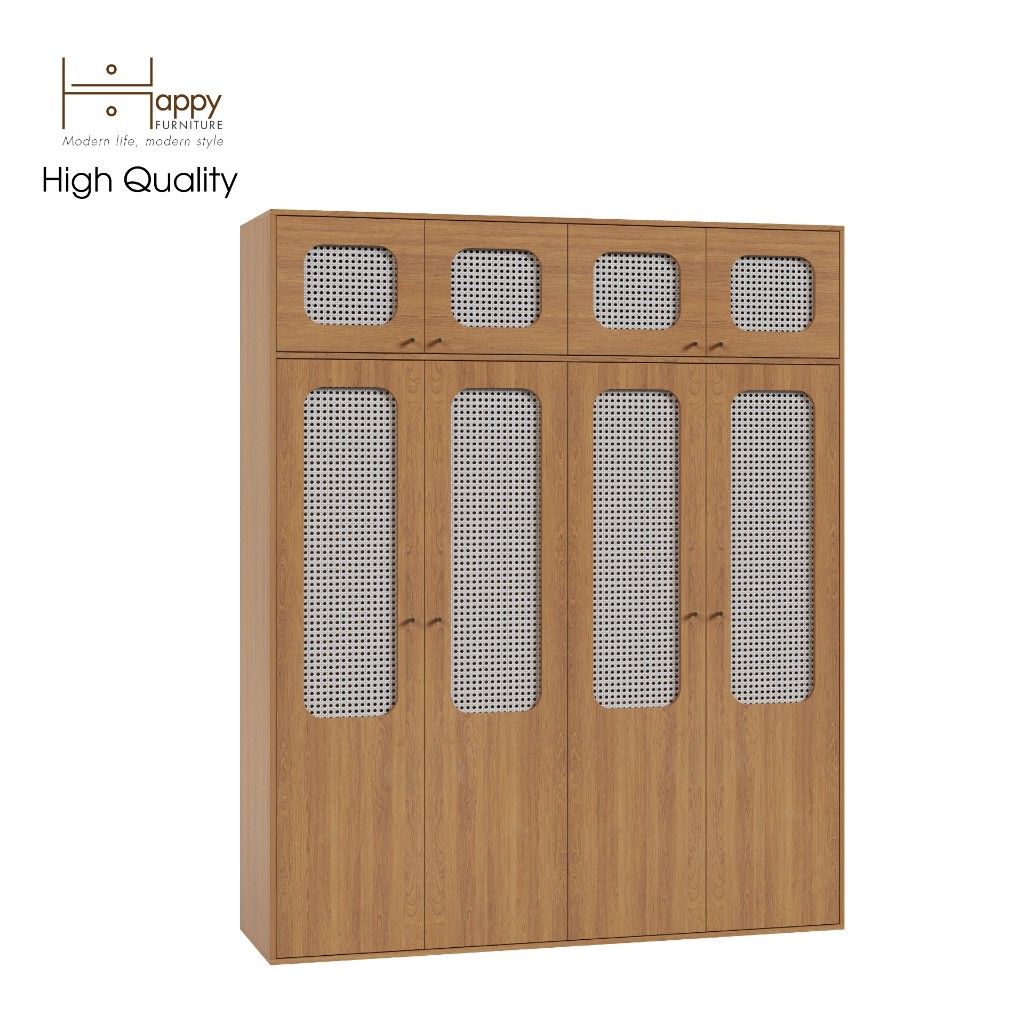 HAPPY FURNITURE , Tủ quần áo 1m8x2m2 cánh mây - MEYDAN , TCM_053 , 180cm x 58cm x 220cm