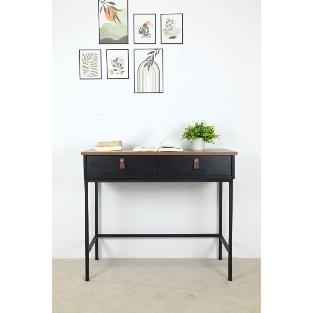 HAPPY FURNITURE , Bàn trang điểm chân sắt - NOMIA , BAN_039 , 90cm x 45cm x 75cm