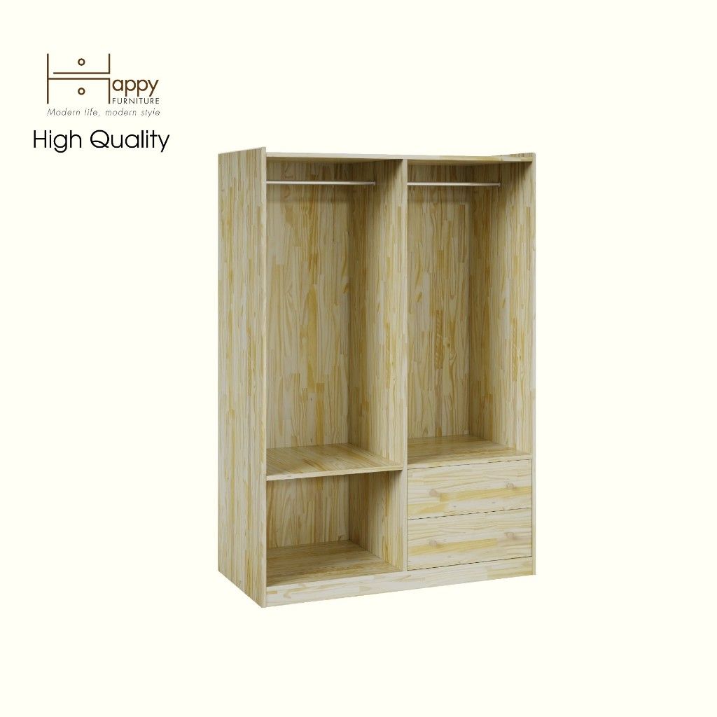 HAPPY FURNITURE , Gỗ tự nhiên , Tủ quần áo 2 ngăn kéo - GAMZE , THK_193 , 120cm x 59cm x 176cm