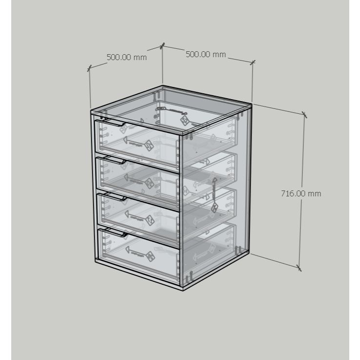 HAPPY FURNITURE , Tủ lưu trữ 4 ngăn kéo - ASO, THK_299 , 50cm x 50cm x 72cm DxRxC
