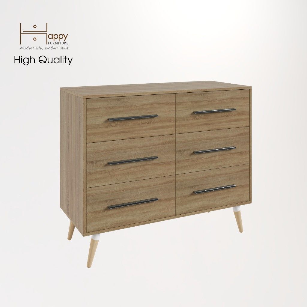 HAPPY FURNITURE , Tủ đựng đồ 6 ngăn chân gỗ chéo - OSRI , THK_026 , 120cm x 50cm x 100cm