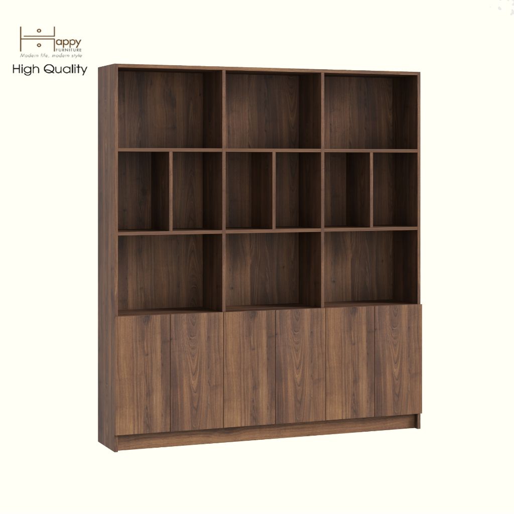 HAPPY FURNITURE , Kệ sách 6 cửa mở - CATY, KSA_084 , 160cm x 28cm x 180cm DxRxC