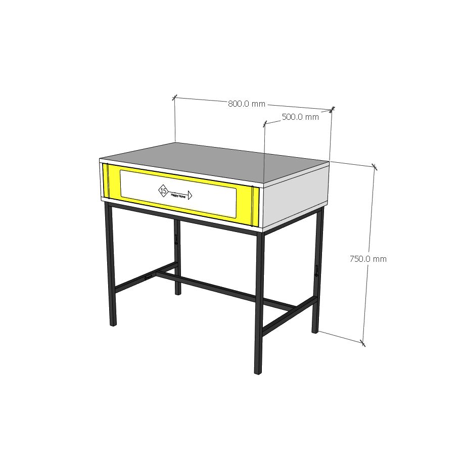 HAPPY FURNITURE , Bàn làm việc 2 ngăn kéo chân sắt - TAKO , BAN_074 , 80cm x 50cm x 75cm