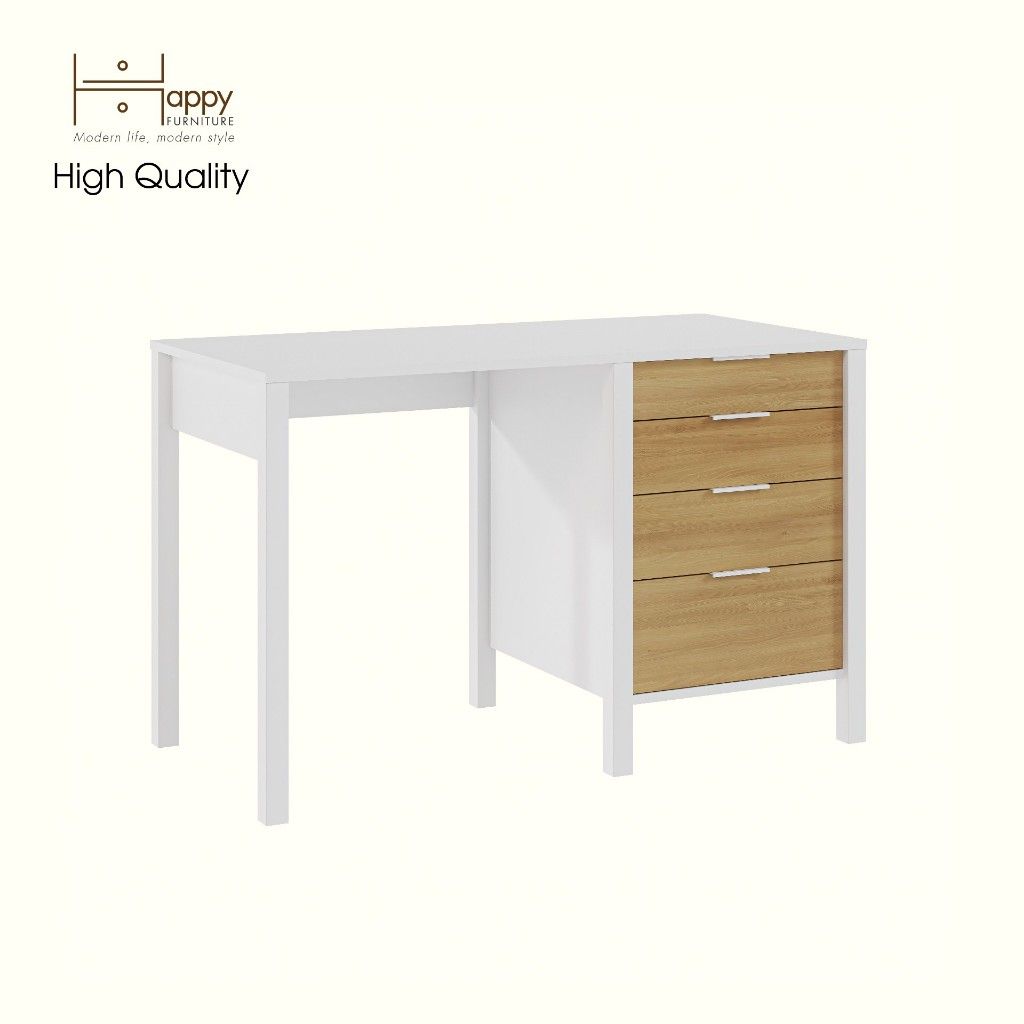 HAPPY FURNITURE , Bàn làm việc 4 ngăn kéo - MOKA, BAN_133 , 120cm x 59cm x 75cm DxRxC