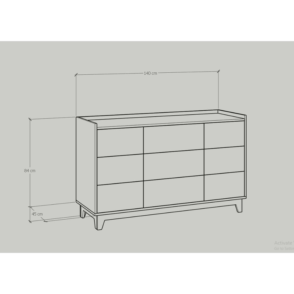HAPPY FURNITURE , Tủ đựng đồ 9 ngăn kéo - KINA , THK_072 , 140cm x 45cm x 84cm