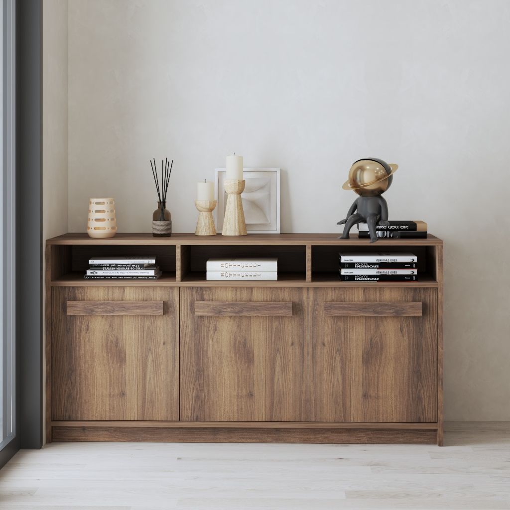 HAPPY FURNITURE , Tủ lưu trữ 3 cửa mở - RUBEL, TCM_225, 140cm x 40cm x 72cm DxRxC