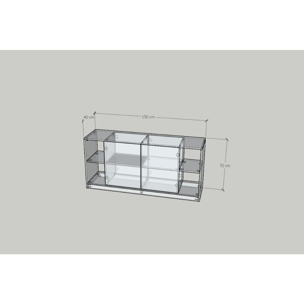 HAPPY FURNITURE , Tủ lưu trữ 2 cửa mở - MERI , TLT_057 , 150cm x 40cm x 70cm DxRxC