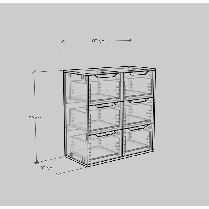 HAPPY FURNITURE , Tủ đựng đồ 6 ngăn kéo - ALEE , THK_035 , 80cm x 38cm x 82cm