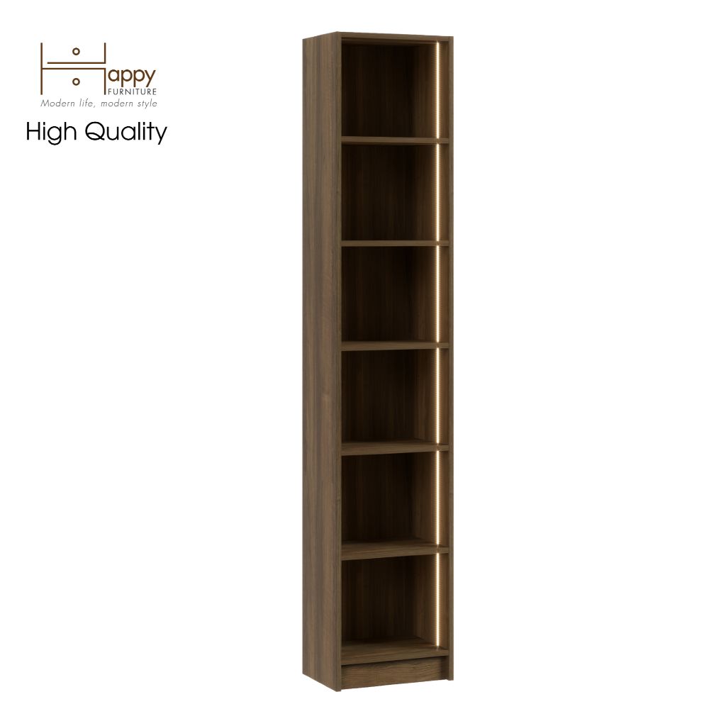 HAPPY FURNITURE , kệ sách 6 tầng size nhỏ tích hợp đèn LED - CATY , KSA_009_LED , 40cm x 28cm x 202cm