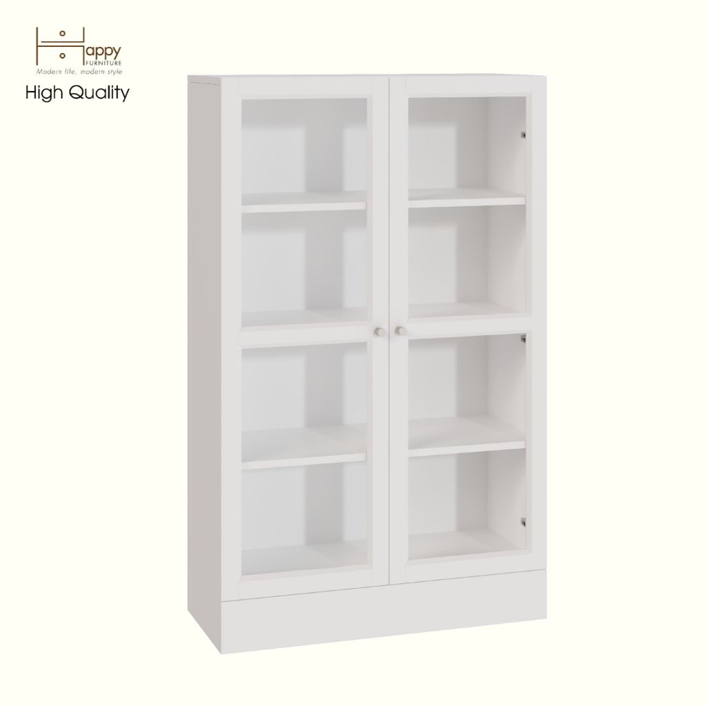 HAPPY FURNITURE , Kệ sách 4 tầng cửa kính 2 cánh mở - SCANDINA , KSA_044 , 81cm x 36cm x 132cm