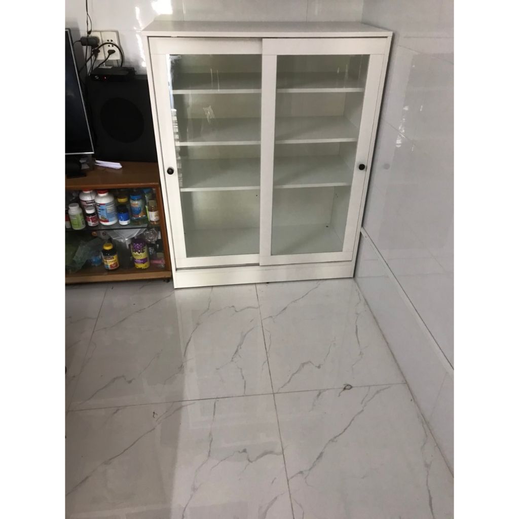 HAPPY FURNITURE , Tủ đựng đồ 2 cánh cửa kính - RUNI , TCL_001 , 105cm x 37cm x 116cm