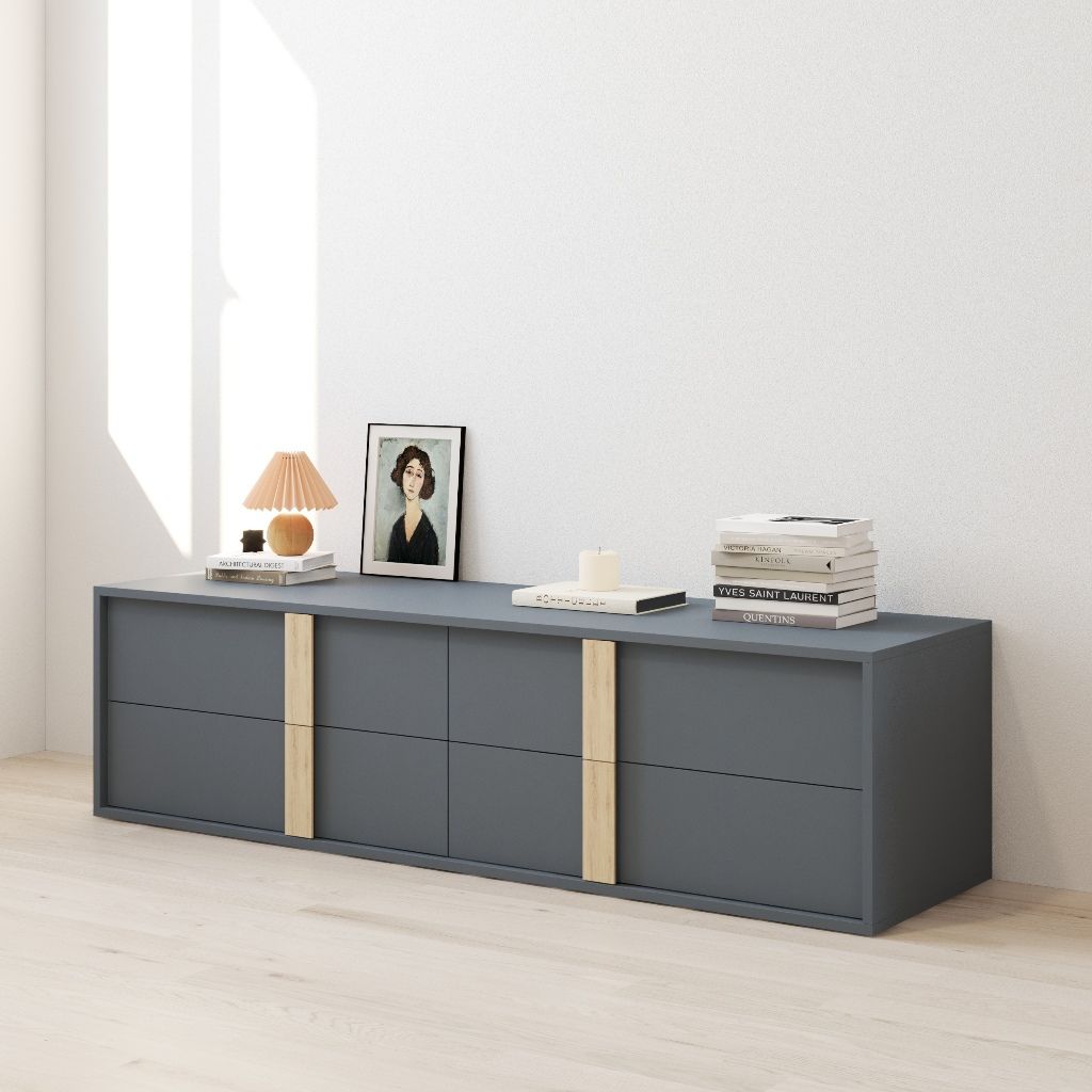 HAPPY FURNITURE , Tủ lưu trữ 4 ngăn kéo - SPACE, THK_281 , 160cm x 45cm x 43cm DxRxC
