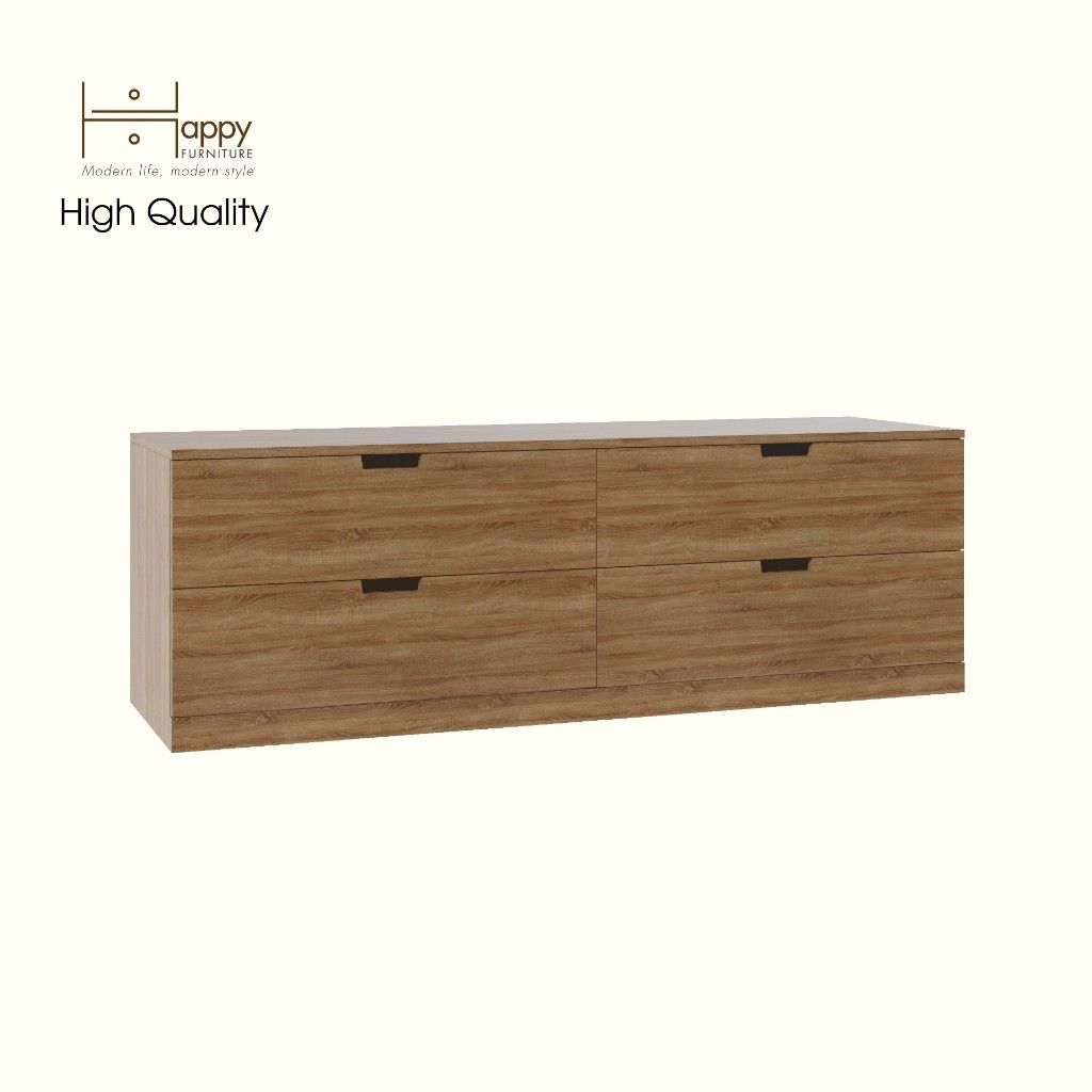 HAPPY FURNITURE , Tủ lưu trữ 4 ngăn kéo - LILY , THK_103 , 160cm x 47cm x 53cm