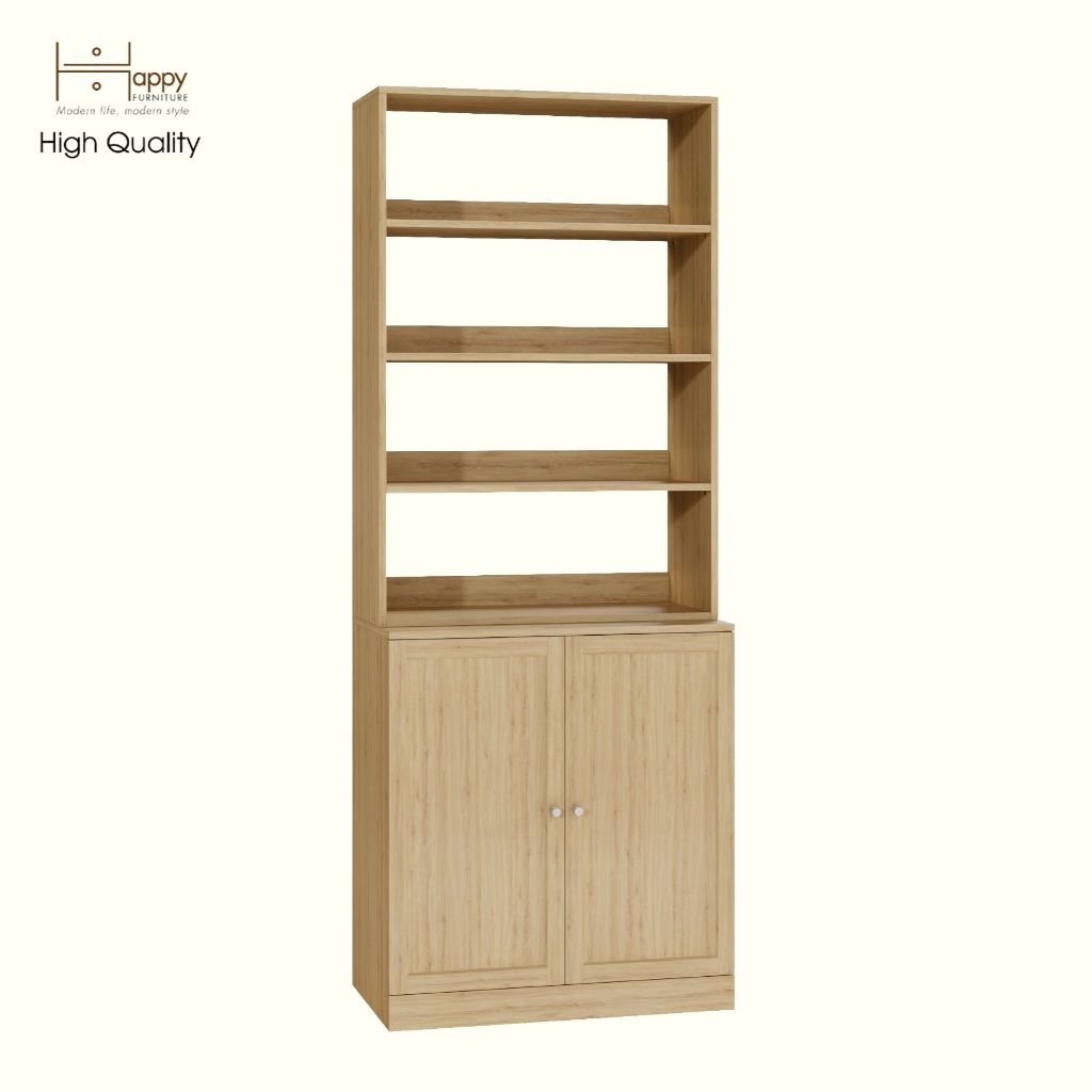 HAPPY FURNITURE , Kệ sách 6 ngăn 2 cánh mở - SCANDINA , KSA_047 , 81cm x 47cm x 212cm