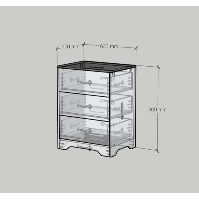 HAPPY FURNITURE , Tủ lưu trữ 3 ngăn kéo - SAFA , THK_328 , 60cm x 45cm x 80cm DxRxC