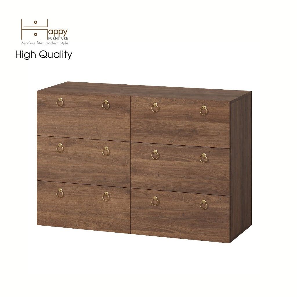 HAPPY FURNITURE , Tủ đựng đồ 6 ngăn kéo - WESLEY , THK_044 , 120cm x 45cm x 80cm
