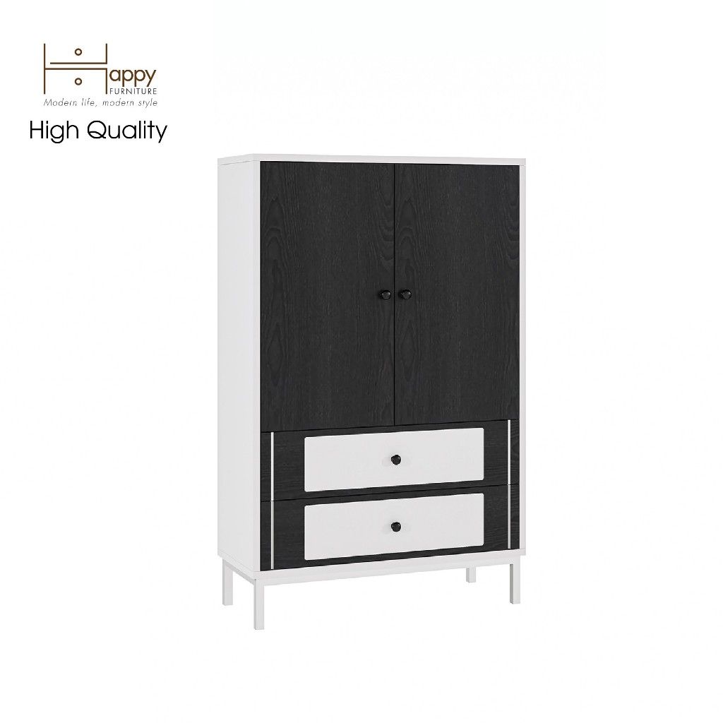 HAPPY FURNITURE , Tủ lưu trữ 2 ngăn kéo chân sắt - TAKO , TCM_143 , 70cm x 30cm x 110cm