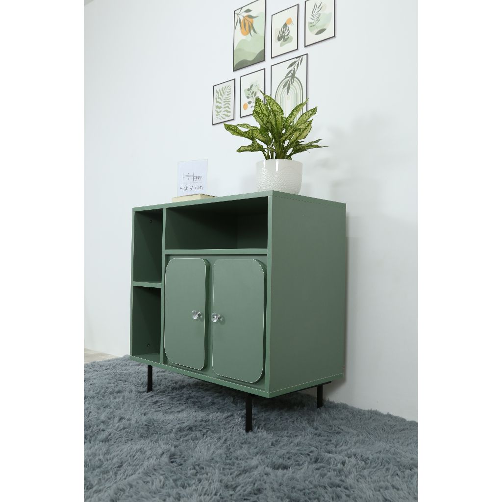 HAPPY FURNITURE , Tủ lưu trữ 2 cửa mở chân sắt - SWEETY , TCM_059 , 78cm x 40cm x 78cm