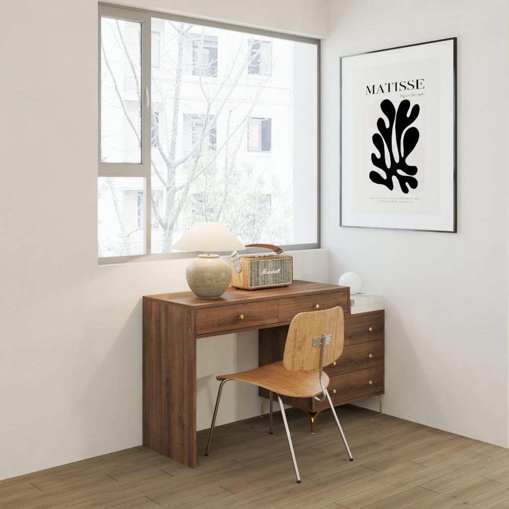HAPPY FURNITURE ,Bàn làm việc 5 ngăn kéo - HAPPI, BAN_140 , 110cm x 45cm x 78cm DxRxC