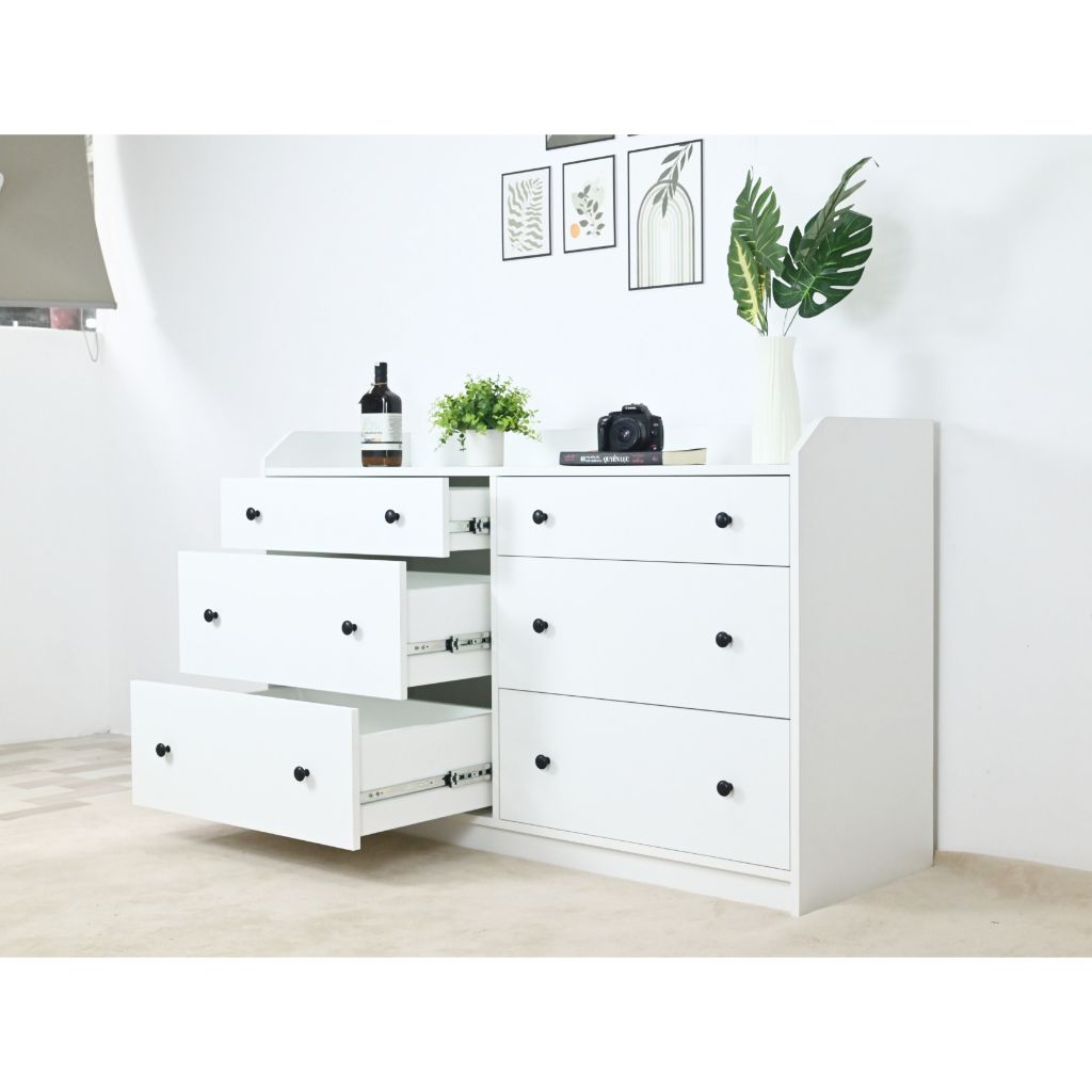 HAPPY FURNITURE , Tủ 3 tầng 6 ngăn kéo - CANA , THK_009 , 138cm x 46cm x 84cm