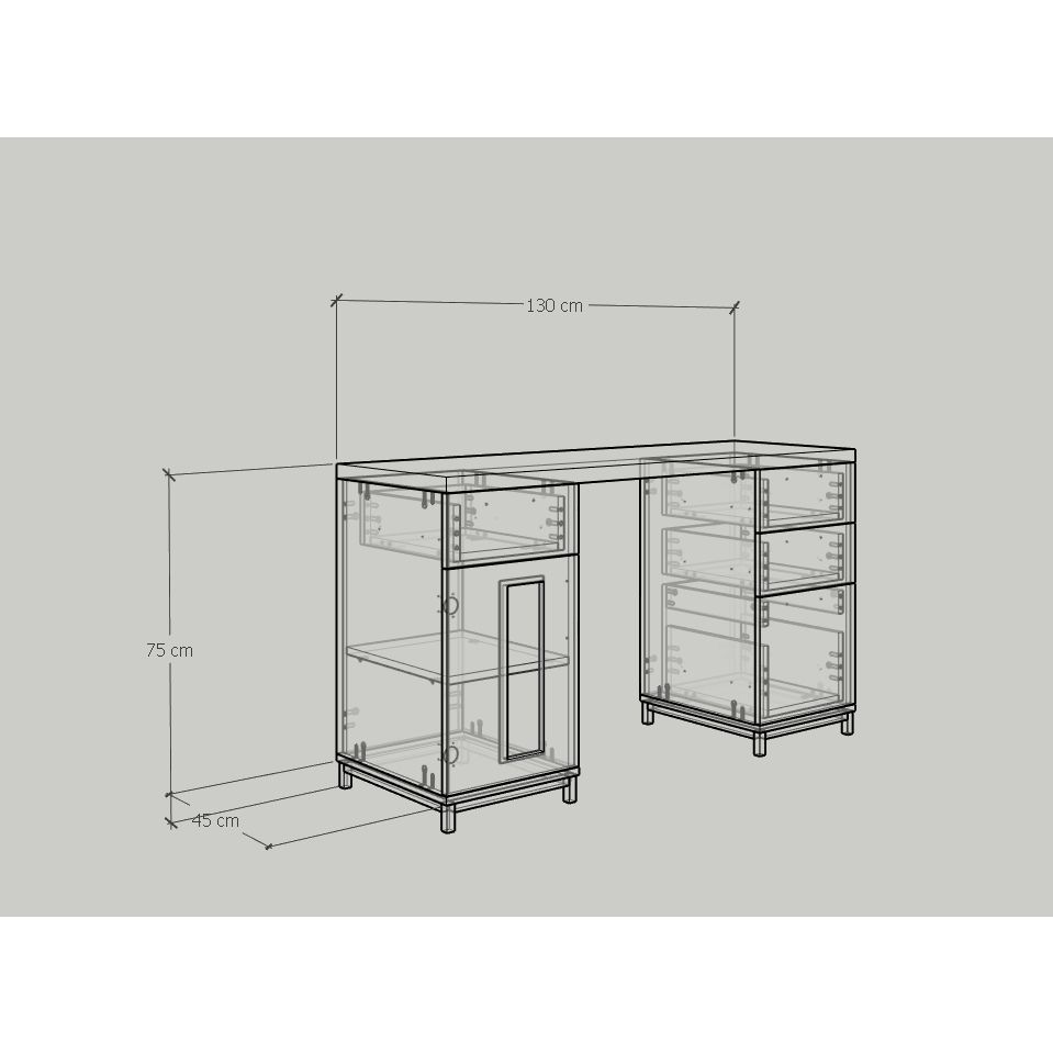 HAPPY FURNITURE , Bàn trang điểm chân sắt - LOUIS , BAN_036 , 130cm x 45cm x 75cm