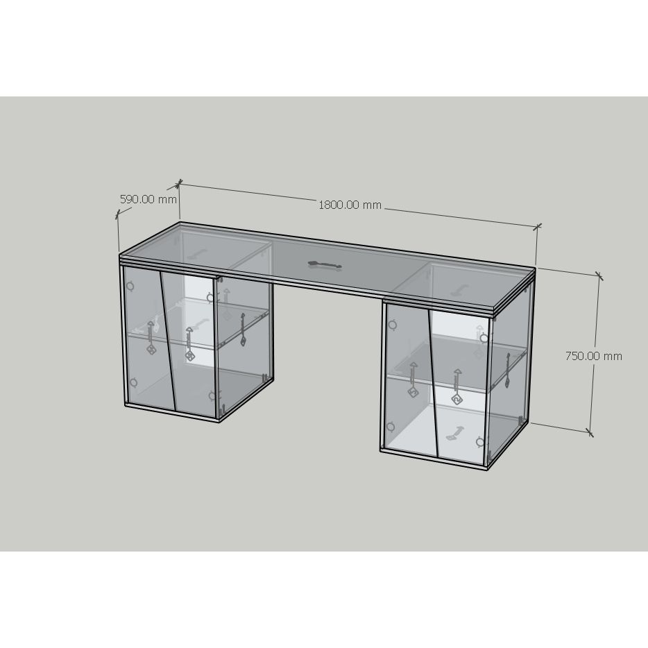 HAPPY FURNITURE , Bàn làm việc 4 cửa mở - DALEY , BAN_157 , 180cm x 59cm x 75cm DxRxC