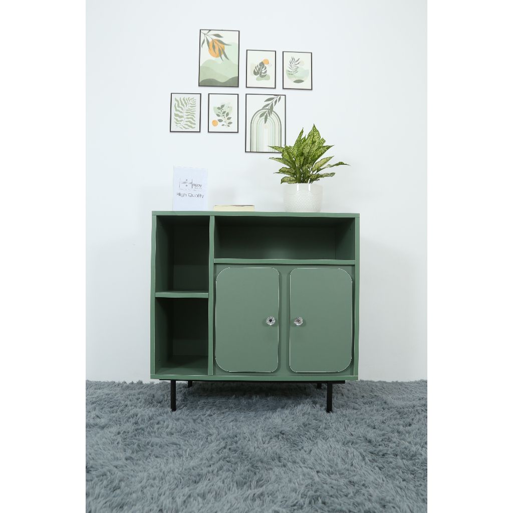 HAPPY FURNITURE , Tủ lưu trữ 2 cửa mở chân sắt - SWEETY , TCM_059 , 78cm x 40cm x 78cm