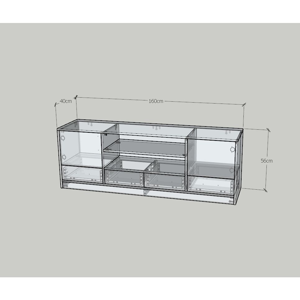 HAPPY FURNITURE , HEINEE - Kệ TV 2 cửa mở 4 ngăn kéo, KTV_070 , 160cm x 40cm x 56cm DxRxC, sản phẩm phổ thông