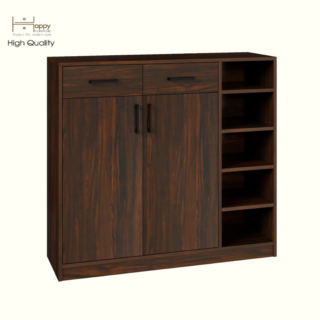 HAPPY FURNITURE , HEINEE - Tủ lưu trữ 2 cửa mở 2 ngăn kéo, TCM_215 , 110cm x 34cm x 100cm DxRxC, sản phẩm phổ thô