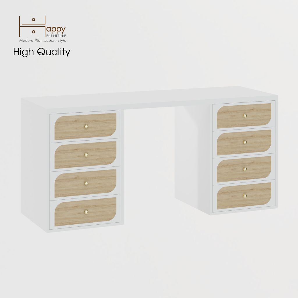 HAPPY FURNITURE , Bàn làm việc 8 ngăn kéo - BANA , BAN_069 , 160cm x 55cm x75cm