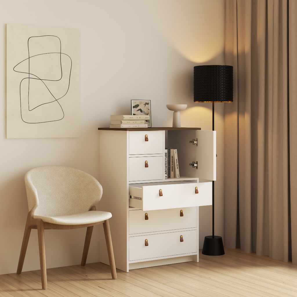 HAPPY FURNITURE , Tủ lưu trữ 5 ngăn kéo - NOMIA , THK_064 , 70cm x 45cm x 108cm
