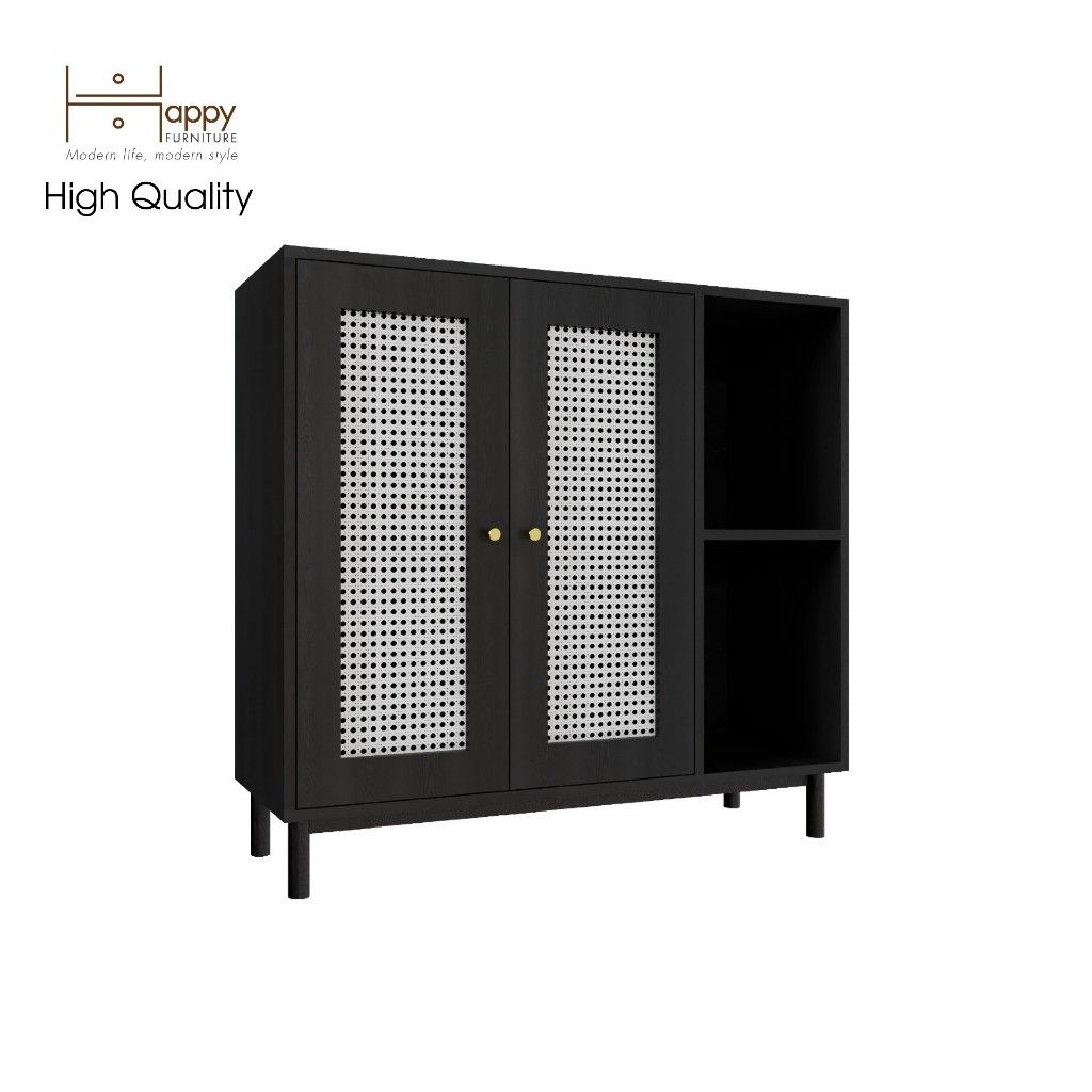 HAPPY FURNITURE , Tủ giày 2 cửa mở chân sắt - ROTAN , TCM_130 , 100cm x 34cm x 94cm