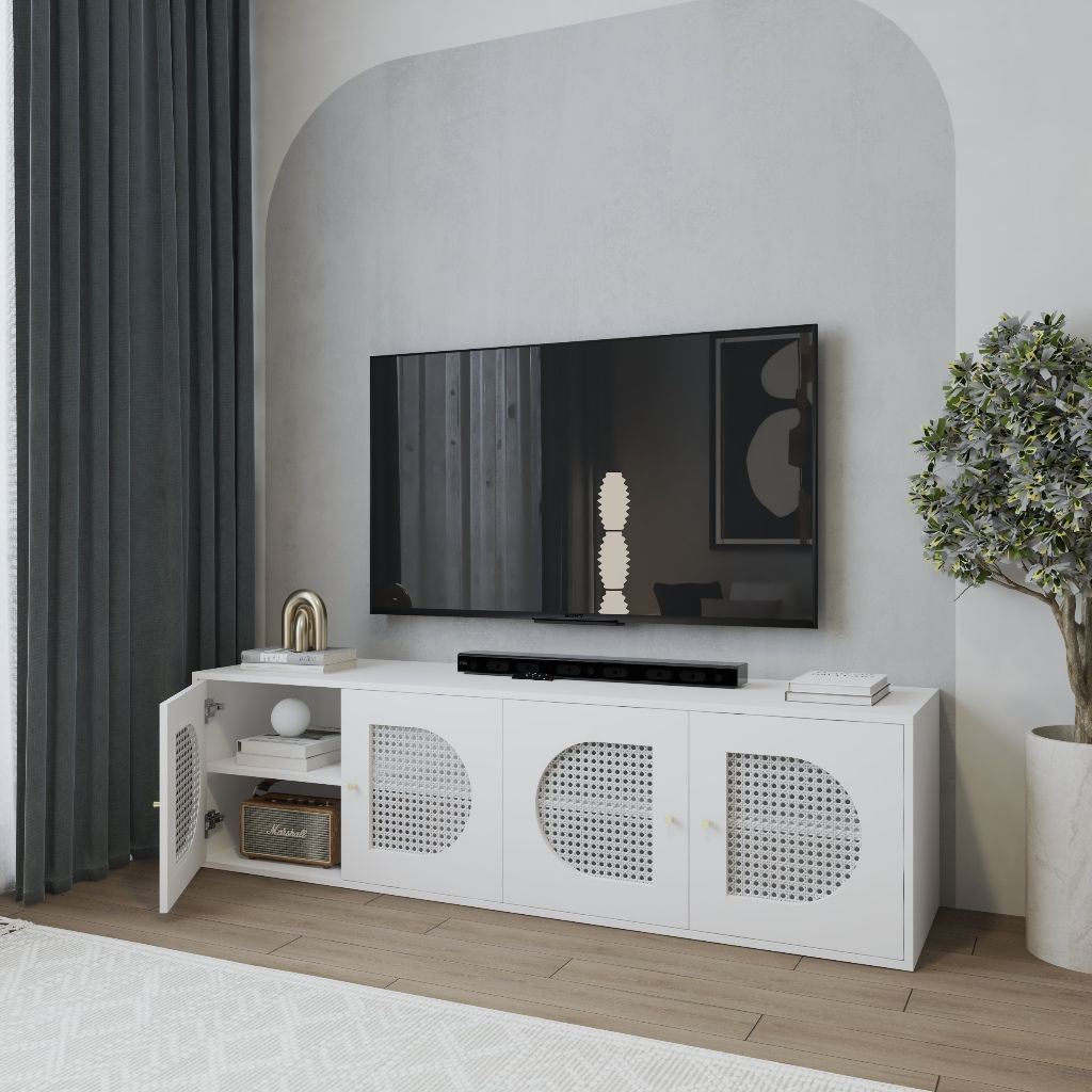 HAPPY FURNITURE , Kệ TV 4 cửa mở - MAY , KTV_093 , 180cm x 45cm x 50cm DxRxC