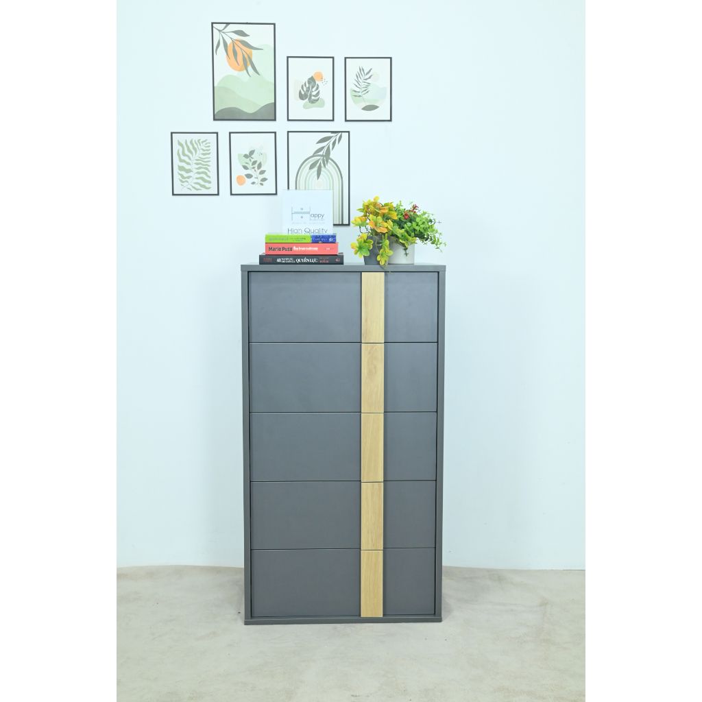 HAPPY FURNITURE , Tủ lưu trữ 5 ngăn kéo - SPACE, THK_284 , 56cm x 45cm x 102cm DxRxC