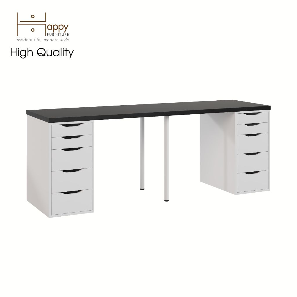 HAPPY FURNITURE , Bàn làm việc 2 bên ngăn tủ 2 chân sắt - LIDA , BAN_026 BAN_027