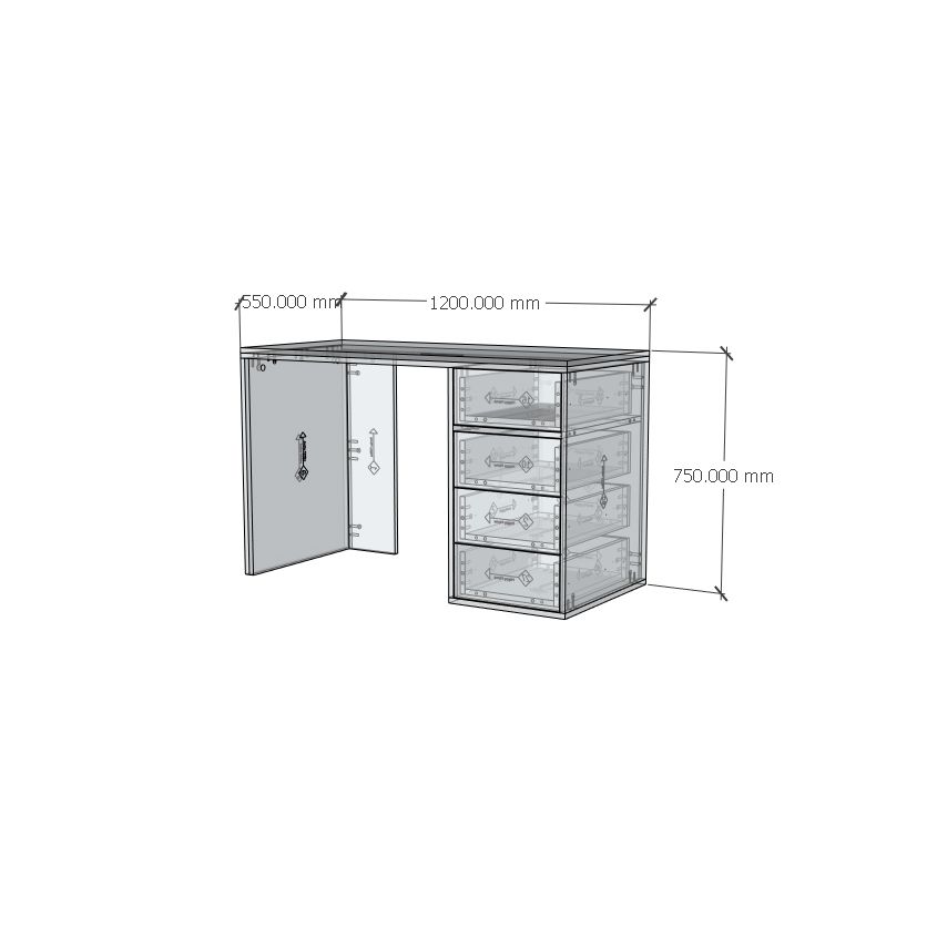 HAPPY FURNITURE , ZACY - Bàn làm việc 4 ngăn kéo, BAN_121 , 120cm x 55cm x 75cm DxRxC, Sản phẩm phổ thông