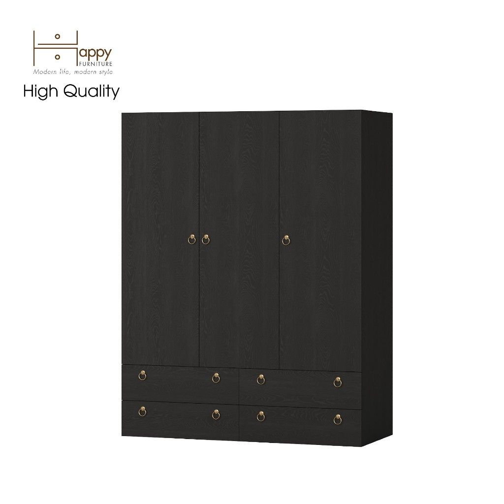 HAPPY FURNITURE , Tủ quần áo 4 ngăn kéo 3 ngăn cửa mở - WESLEY , TCM_019 , 140cm x 58cm x 180cm
