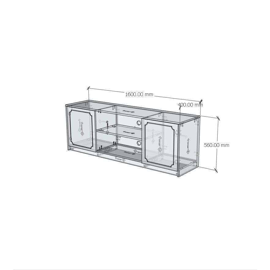 HAPPY FURNITURE , Kệ TV 2 cửa mở - NERIS , KTV_038 , 160cm x 40cm x 56cm