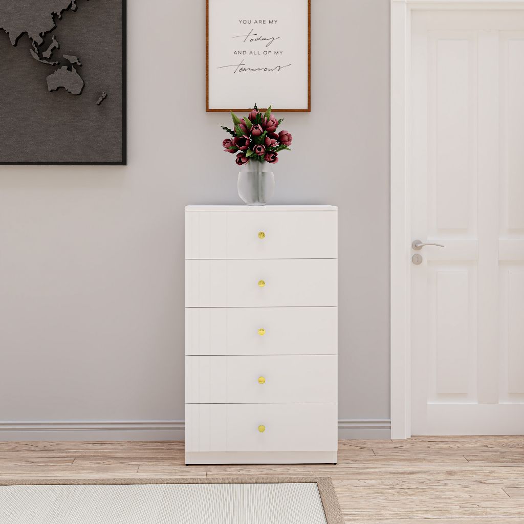 HAPPY FURNITURE , Tủ lưu trữ 5 ngăn kéo - JOVIE , THK_151 , 65cm x 45cm x 110cm