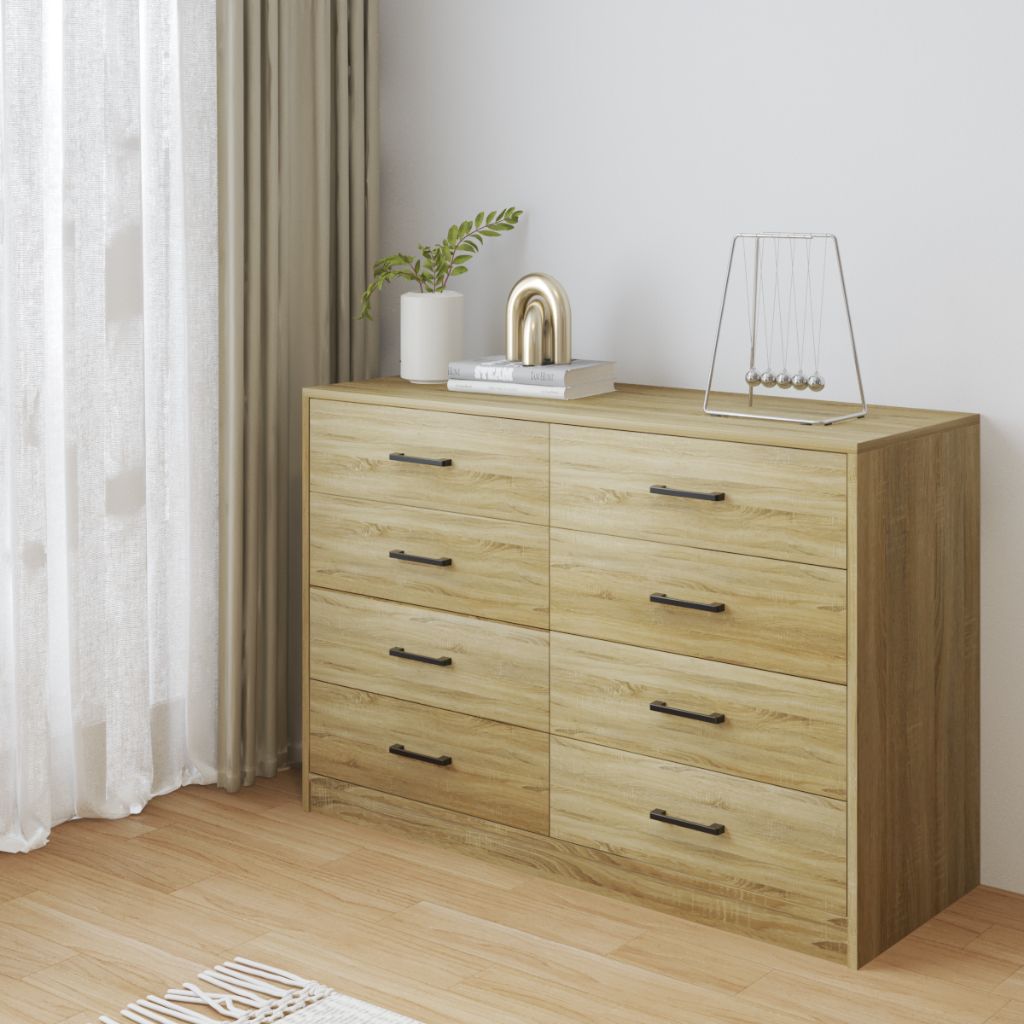 HAPPY FURNITURE , HEINEE - Tủ lưu trữ 8 ngăn kéo, THK_235 , 120cm x 45cm x 82cm DxRxC, sản phẩm phổ thông