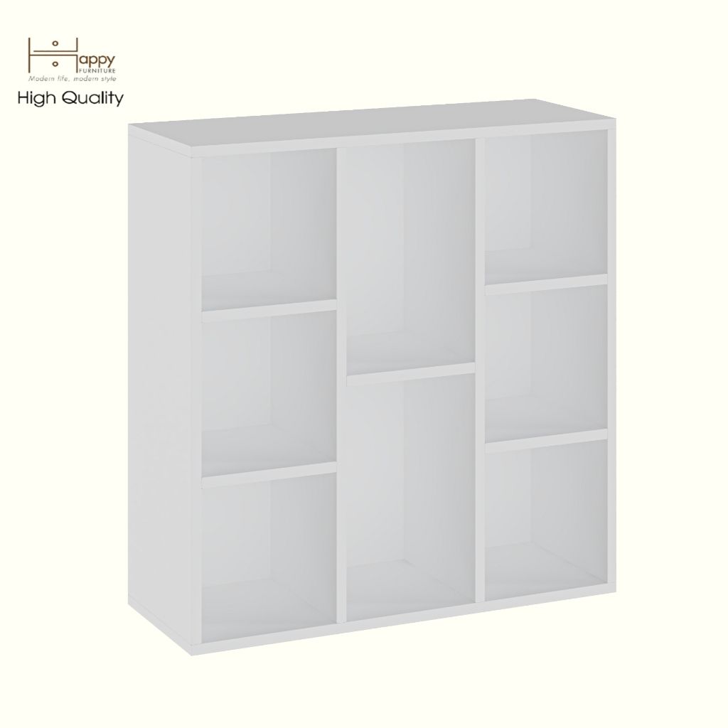 HAPPY FURNITURE , Kệ sách 8 ngăn - CATY , KSA_092, 74cm x 28cm x 77cm DxRxC