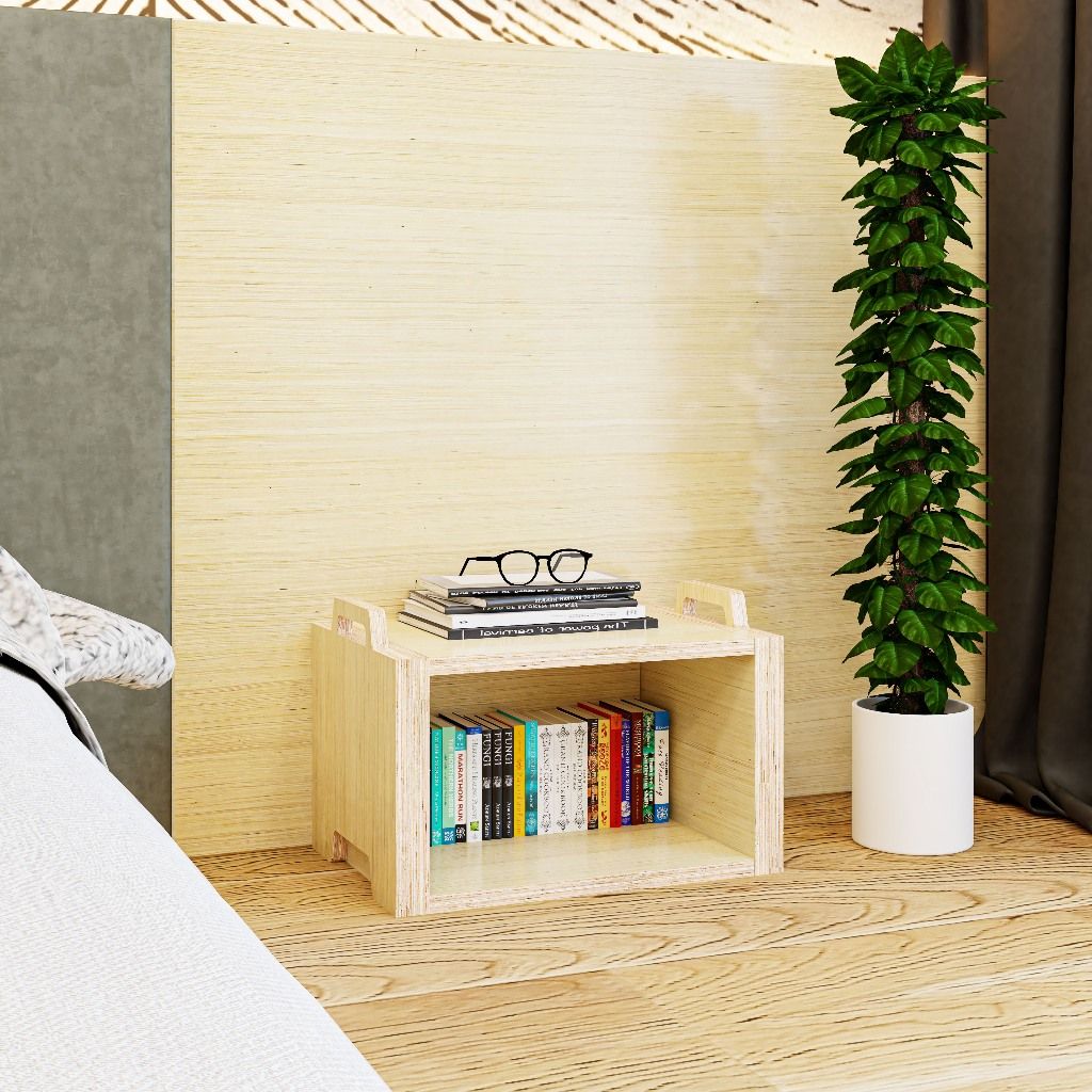 HAPPY FURNITURE , Gỗ tự nhiên , Thùng lưu trữ gỗ Plywood - GAMOR , TLT_018 , 45cm x 30cm x 30cm DxRxC