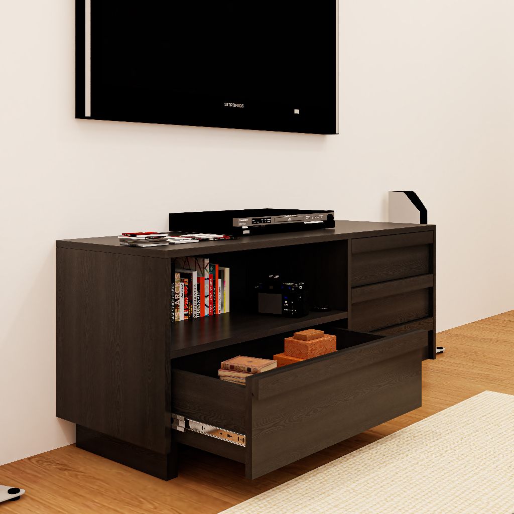 HAPPY FURNITURE , Kệ TV 4 hộc kéo - MAVIS , KTV_041 , 120cm x 40cm x 52cm