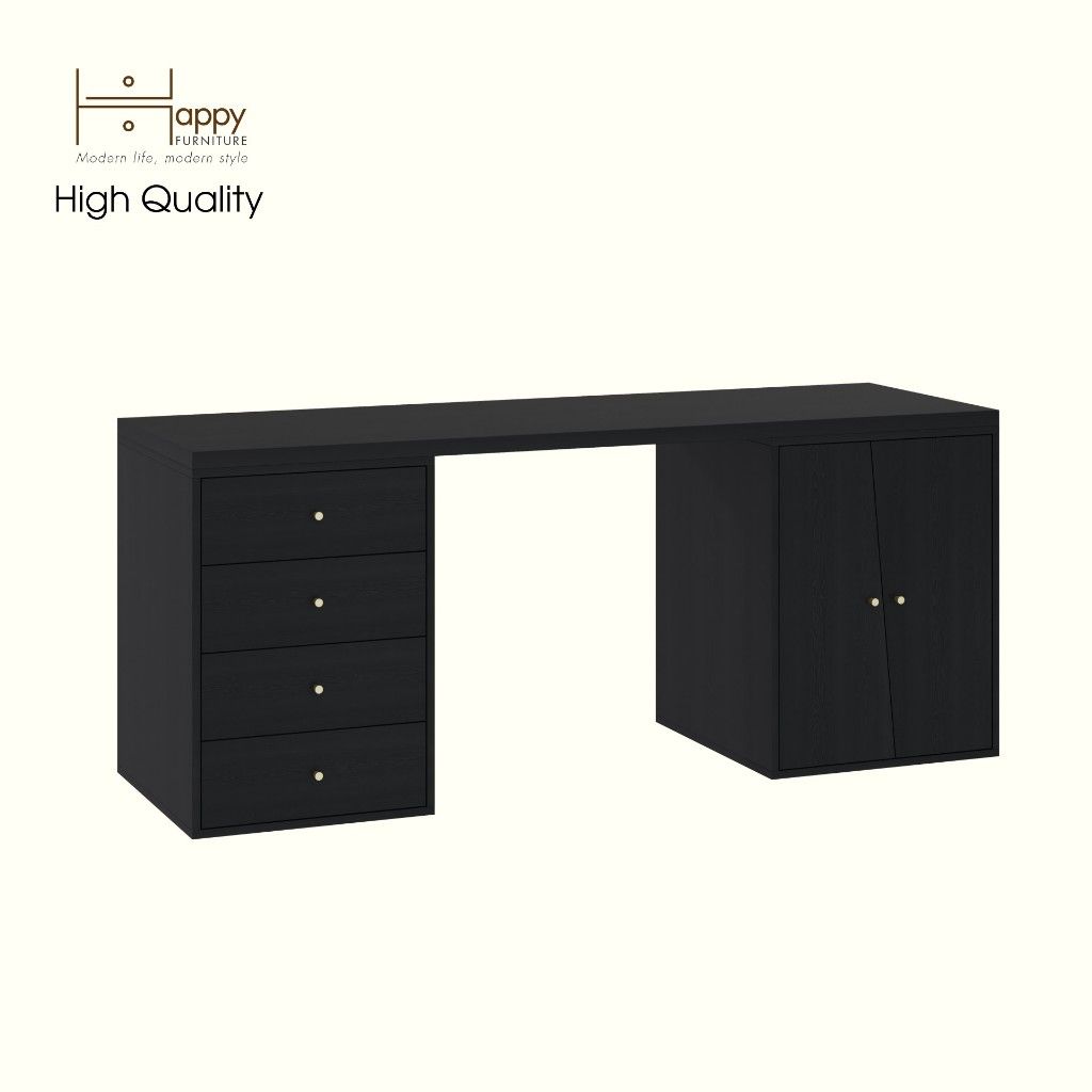 HAPPY FURNITURE , Bàn làm việc 4 ngăn kéo 2 cửa mở - DALEY , BAN_156 , 180cm x 59cm x 75cm DxRxC