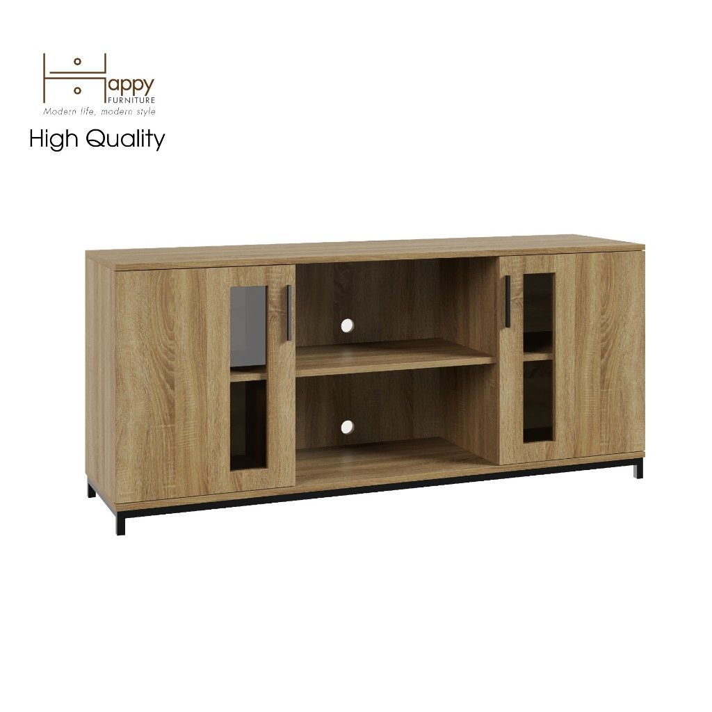 HAPPY FURNITURE , Tủ lưu trữ 2 cửa mở chân sắt - LOUIS , TCM_032 , 150cm x 40cm x 66cm